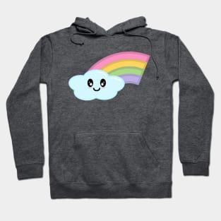 Kawaii Cute Happy Rainbow in Green Hoodie